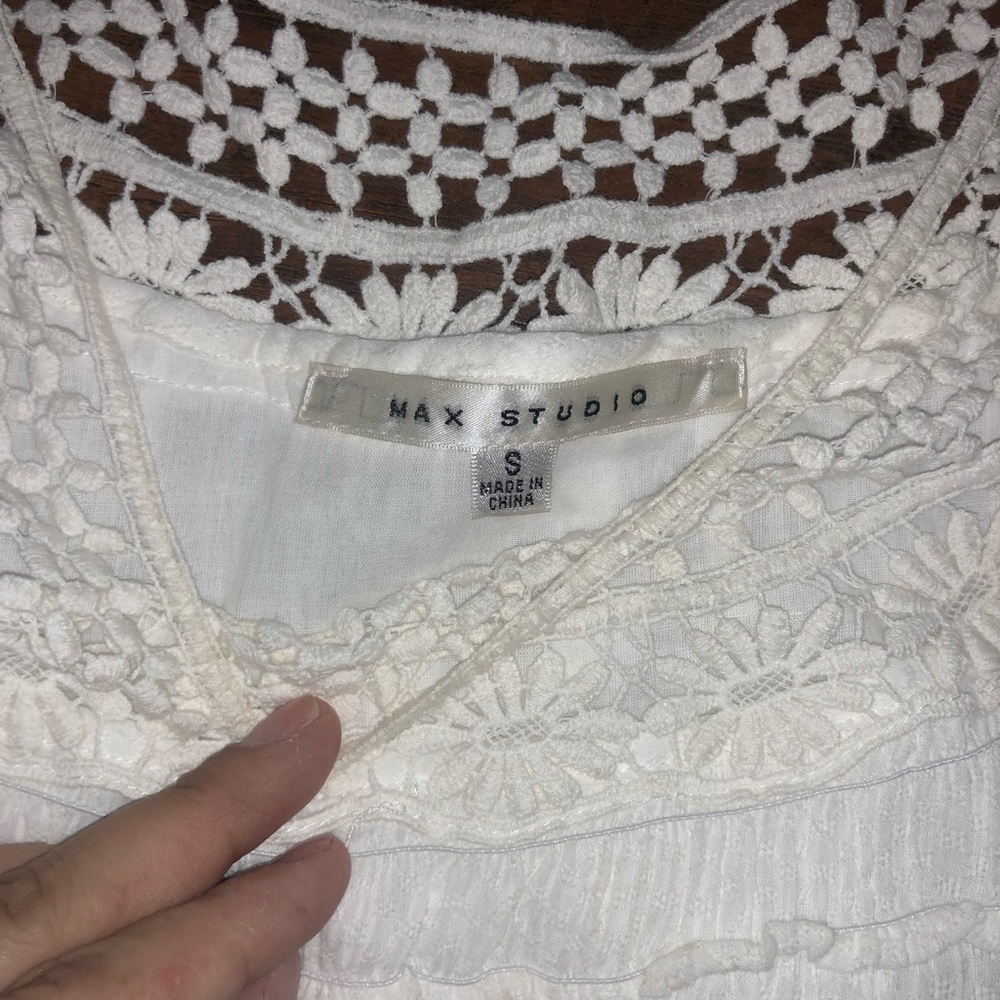 Max Studio smocked white dress